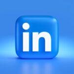 a blue linked icon on a blue background